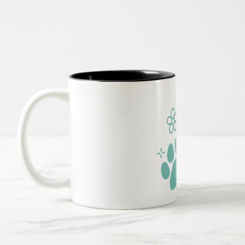 Floral paw print Two_Tone coffee mug