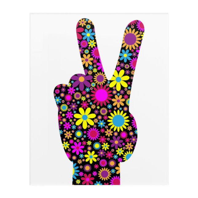 FLORAL PEACE HAND SIGN ACRYLIC PRINT (Front)