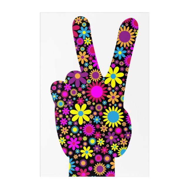 FLORAL PEACE HAND SIGN ACRYLIC PRINT (Front)