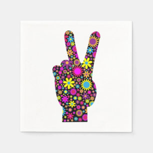FLORAL PEACE HAND SIGN NAPKINS