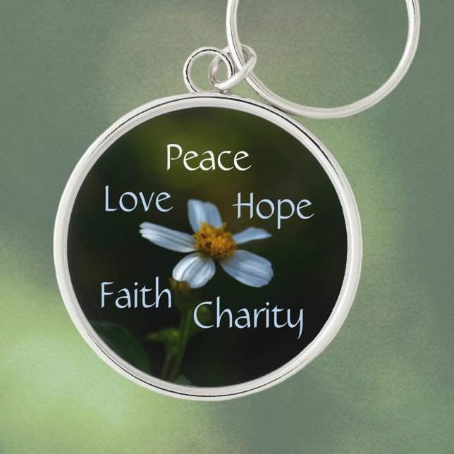 Floral Peace Love Hope Faith Charity Daisy Keychain (Creator Uploaded)