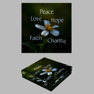 Floral Peace Love Hope Faith Charity Daisy Paperweight