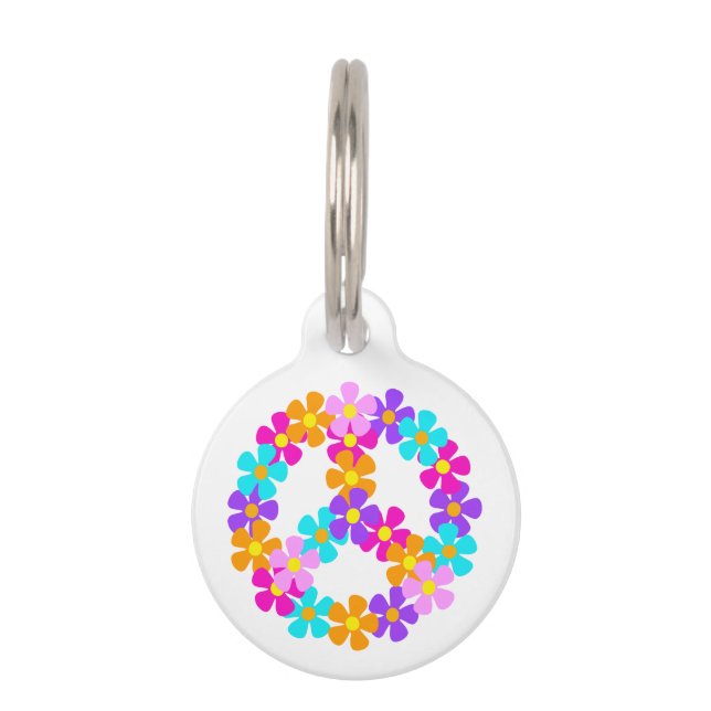 Floral Peace Pet ID Tag (Front)
