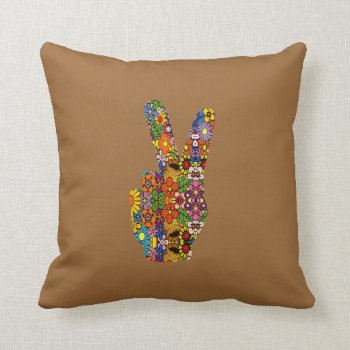Floral Peace Sign Pillow... Throw Pillow by calroofer at Zazzle