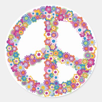 Floral Peace Sign Stickers by colourfuldesigns at Zazzle