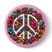 floral peace sign symbol color illustration art