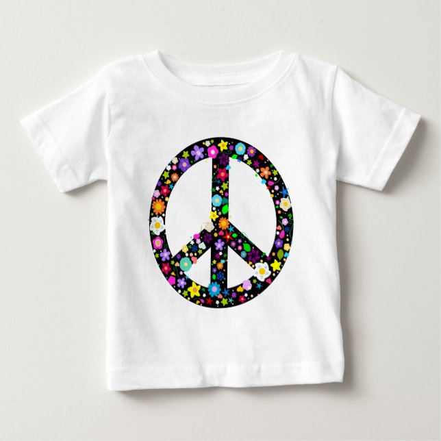 Floral Peace Symbol Baby T-Shirt (Front)