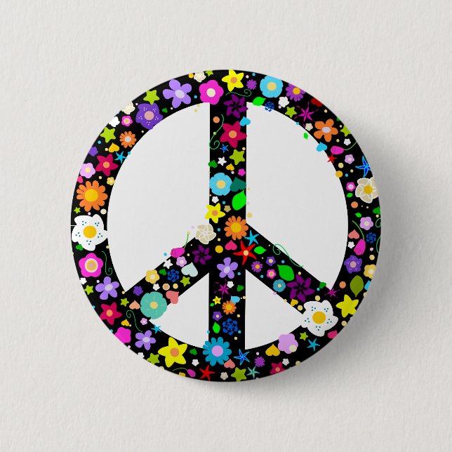 Floral Peace Symbol Button (Front)