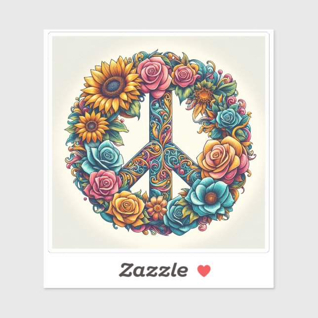 Floral Peace Symbol Design Celebrating Harmony Sticker (Sheet)