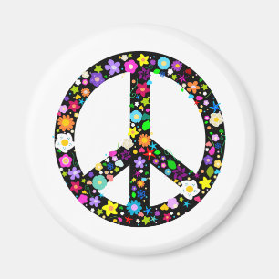 Floral Peace Symbol Magnet