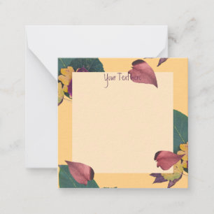 Floral Peach and green leaves Note Card