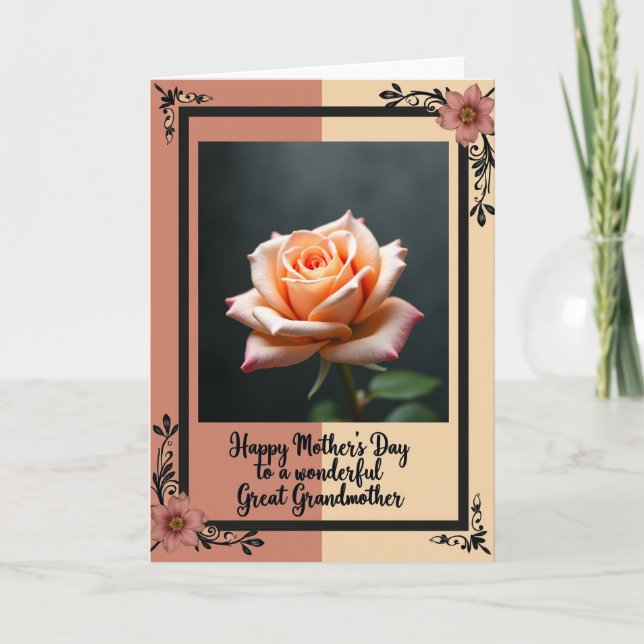 Floral Peach Apricot Bloom Card (Front)