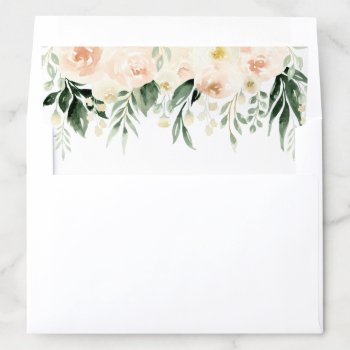 Floral Peach Blush Watercolor Greenery Modern Envelope Liner by HannahMaria at Zazzle