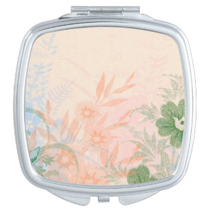 floral peach  compact mirror