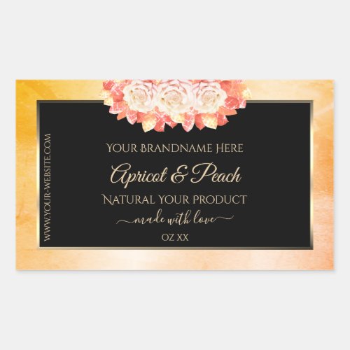 Floral Peach Coral Marble and Black Product Labels