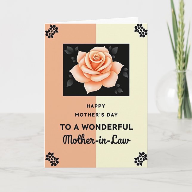 Floral Peach Family Thanks Card (Front)