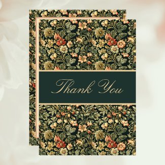 Floral Peach Green Cream William Morris Inspired 