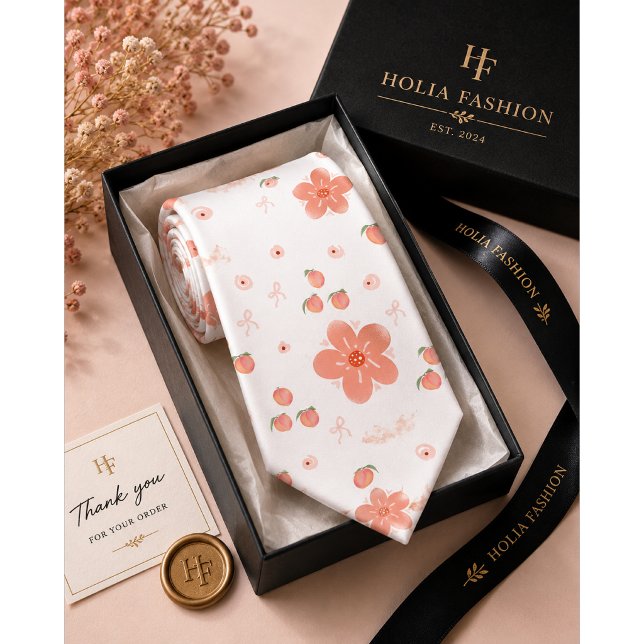Floral Peach Pattern Neck Tie (Creator Uploaded)