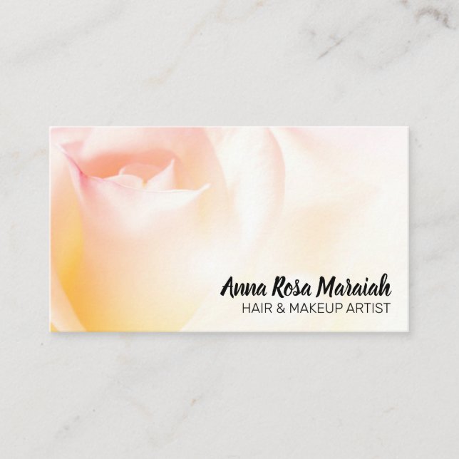 *~* Floral Peach Rose Flower Pastel Business Card (Front)