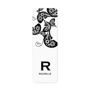 Floral Peacock Black Party Seal Custom Labels