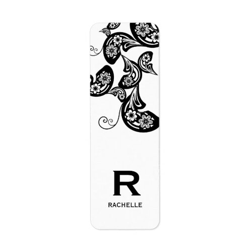 Floral Peacock Black Party Seal Custom Labels