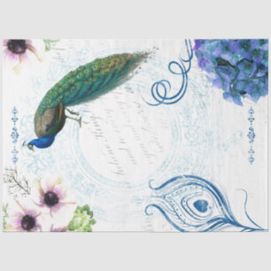 Floral Peacock Decoupage Tissue Paper