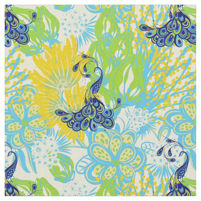 floral peacock fabric (Close Up)