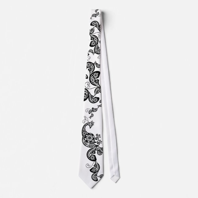 Floral Peacock Pattern Stylish Custom Gift Tie (Front)