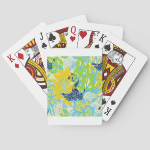 floral peacock poker cards