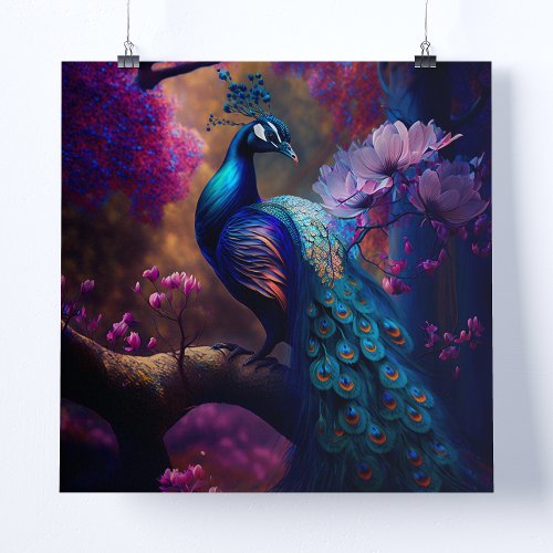 Floral Peacock Wall Art Poster