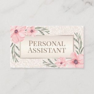 Floral Pearl FAUX Glitter Personal Assistant Business Card