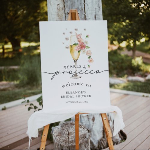 Floral Pearls  Prosecco Bridal Shower Welcome Foam Board