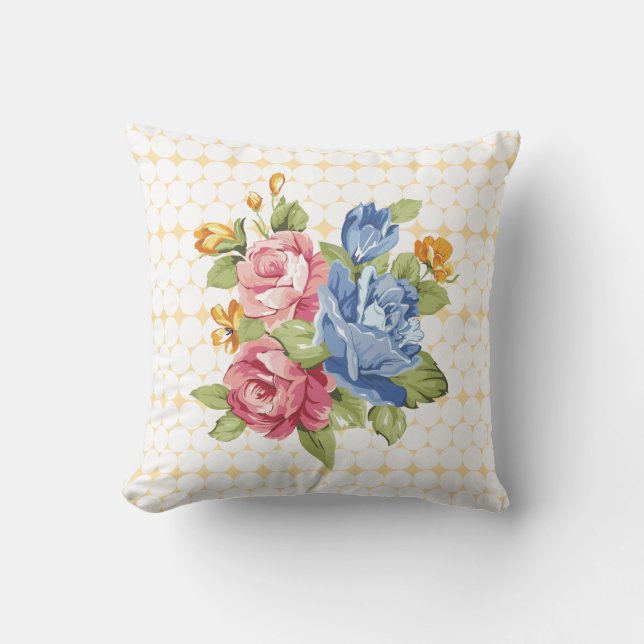 Floral & Pearls Throw Pillow (Front)