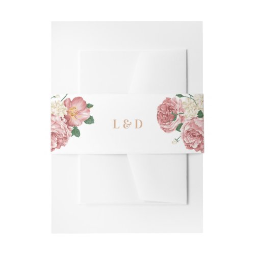Floral Peonies and Roses  Invitation Belly Band
