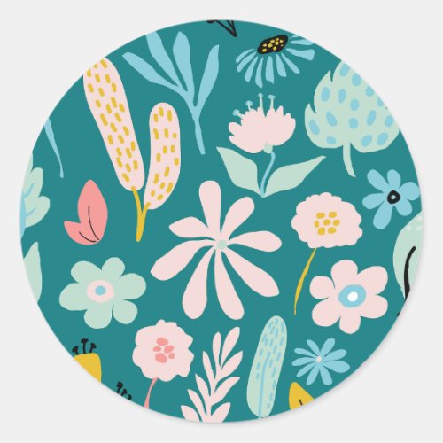Floral Peonies Classic Round Sticker