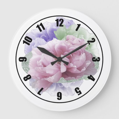 Floral Peonies Large Clock