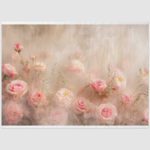 Floral Peonies Roses Paste Pink Decoupage  Tissue Paper