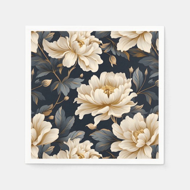 Floral Peony Elegant Modern Napkins (Front)