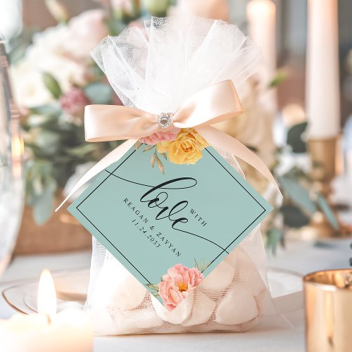 Wedding Favor Tags 6 Floral Peony Rose With Love Wedding Favor Tags