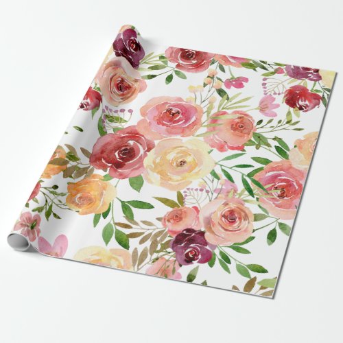 Floral Peony Roses Pattern for Her Girly Cute Wrapping Paper