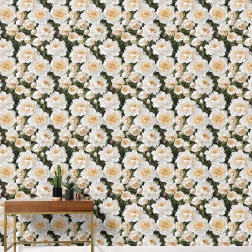 Floral peony seamless country garden pattern chic wallpaper 
