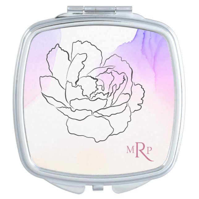 *~* Floral Peony Watercolor Chic Popular Compact Mirror (Front)