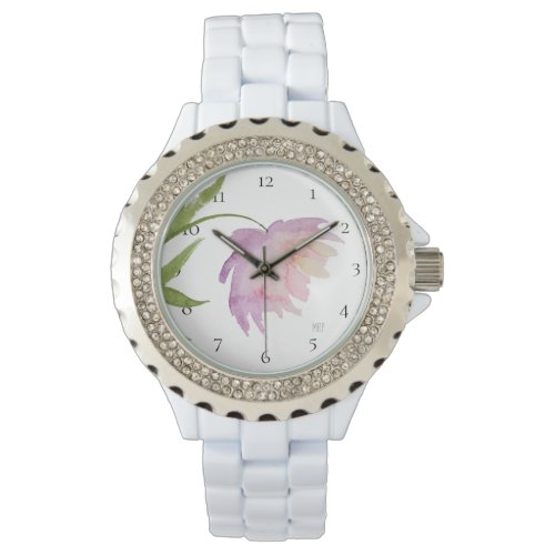  Floral Peony Watercolor Pink Lavender Popular Watch