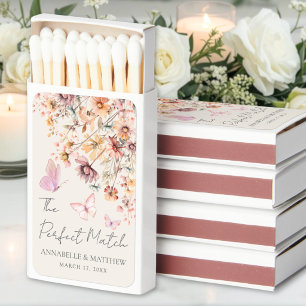 Floral Perfect Match Wedding Favor Matchboxes