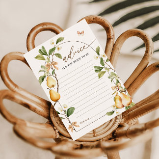 Floral Perfect Pair Pear Bridal Shower Advice Enclosure Card