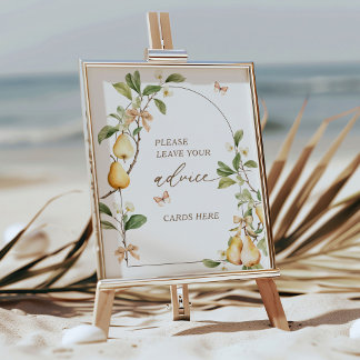 Floral Perfect Pair Pear Bridal Shower Advice Poster