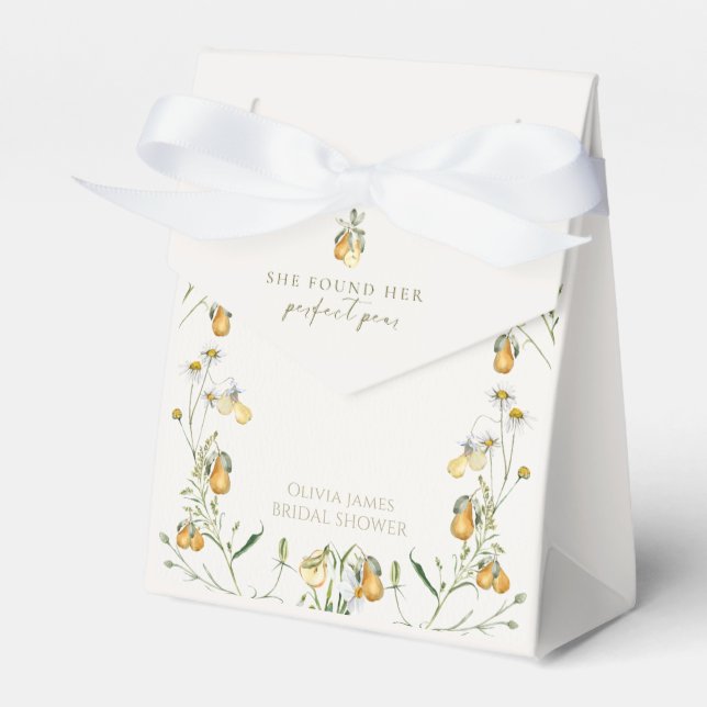 Floral perfect pear bridal shower favor boxes (Front Side)