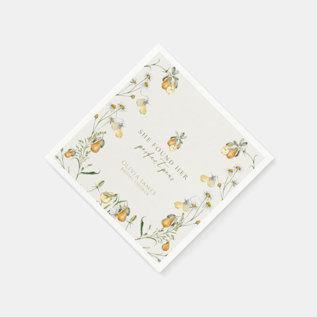 Floral perfect pear bridal shower napkins (Corner)