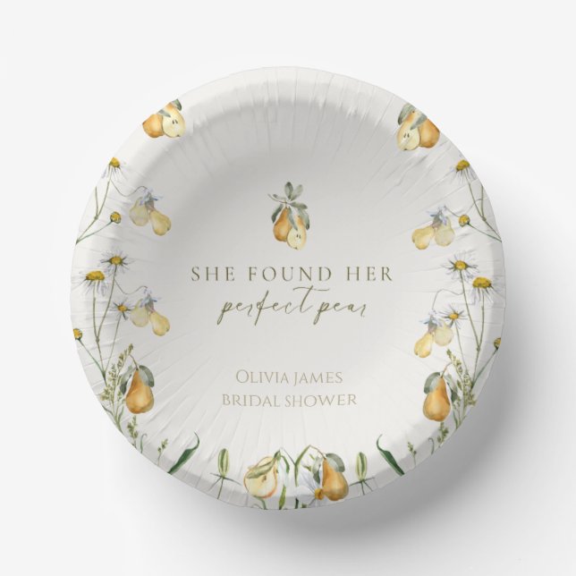 Floral perfect pear bridal shower paper bowls (Front)