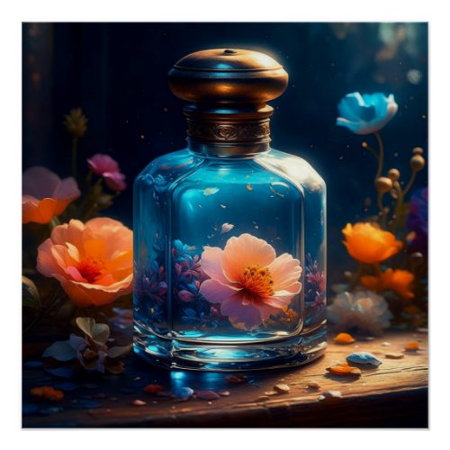 Floral Perfume Bottle Poster